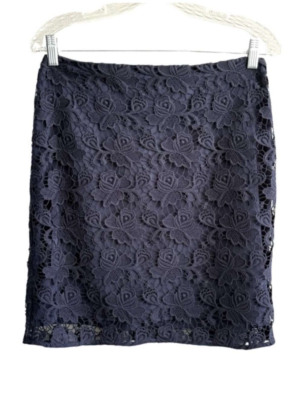 Banana Republic Factory Mini Skirt Lace Overlay Navy Blue Size 4P